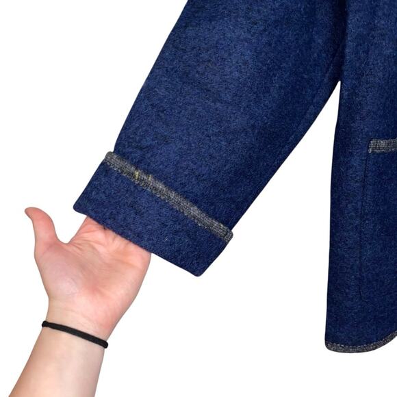 L.L. Bean Navy Blue Wool Jacket with Tan Trim - Picture 7 of 10